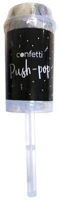 CONFETTI PUSH-POPPER METALLIC WHITE/SILVER ()